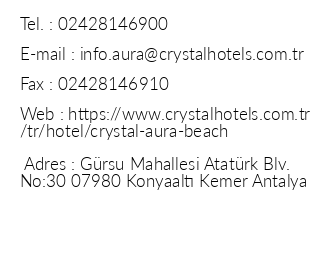 Crystal Aura Beach Resort & Spa iletiim bilgileri